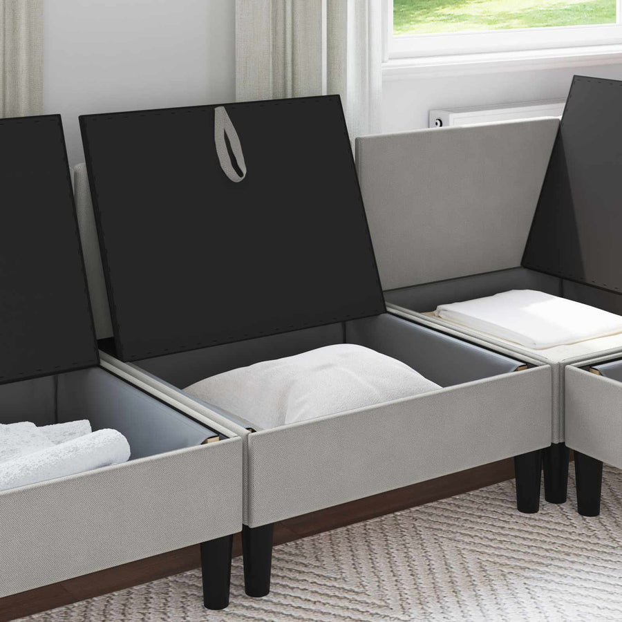Middelse Sofa met Opbergruimte Lichtgrijs Fluweel
