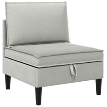 Middelse Sofa met Opbergruimte Lichtgrijs Fluweel
