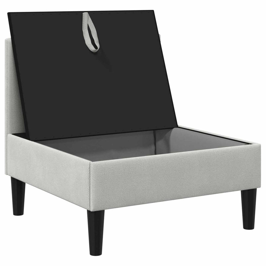 Middelse Sofa met Opbergruimte Lichtgrijs Fluweel