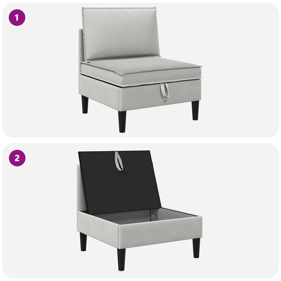 Middelse Sofa met Opbergruimte Lichtgrijs Fluweel