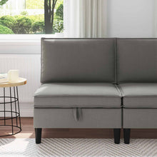 Middelse Sofa met Opbergruimte Donkergrijs Fluweel