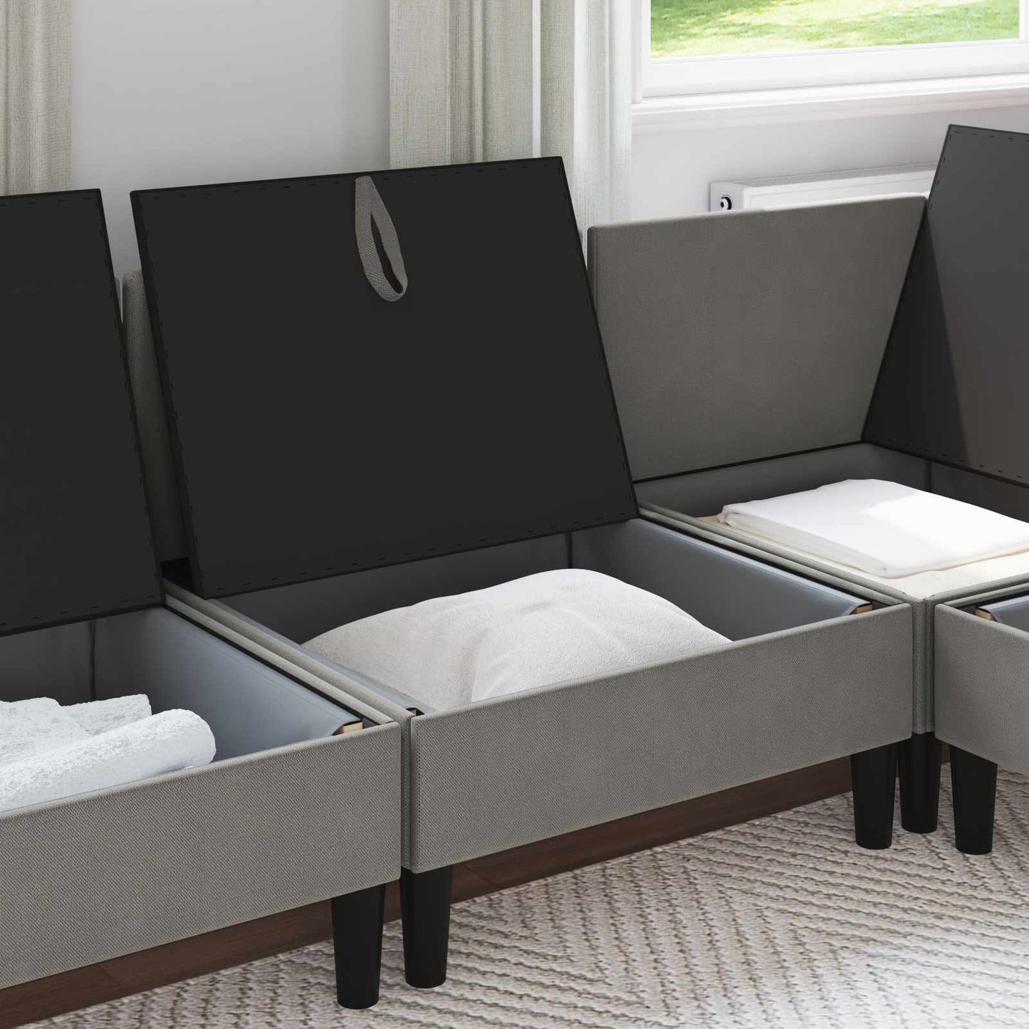 Middelse Sofa met Opbergruimte Donkergrijs Fluweel