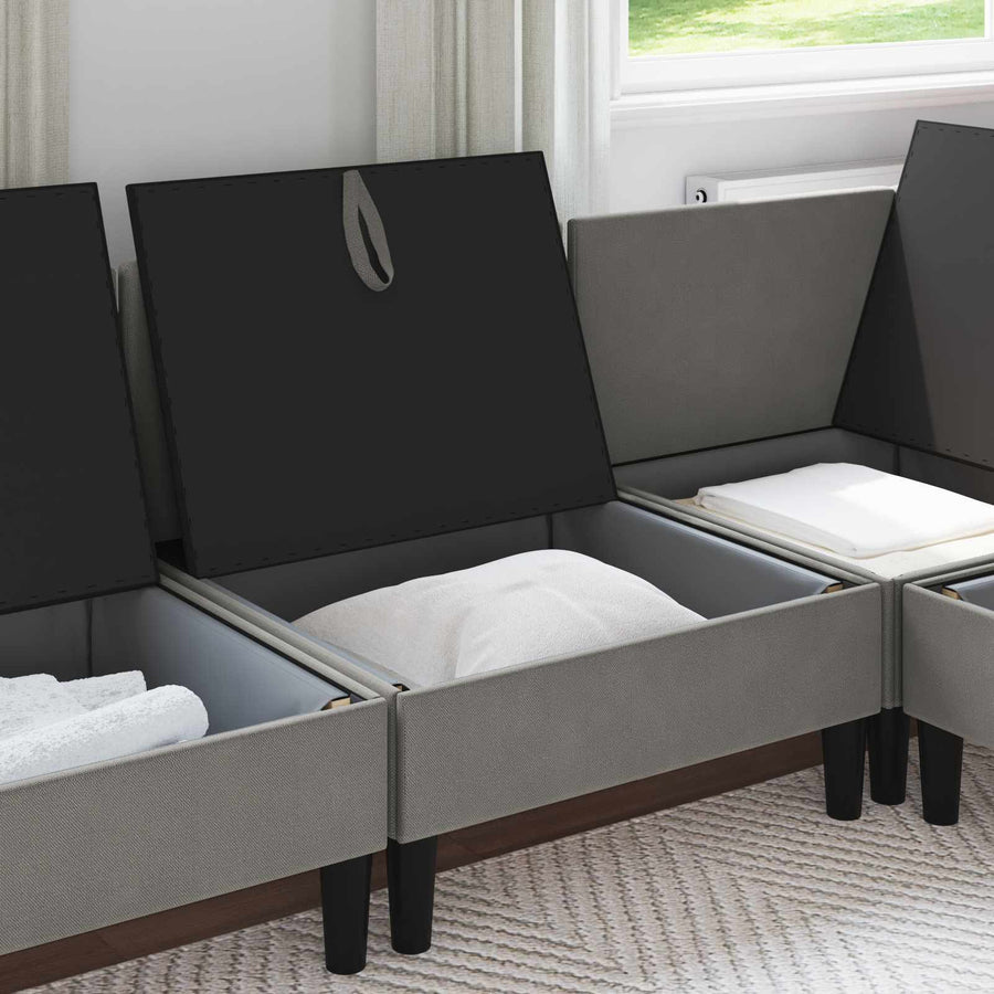 Middelse Sofa met Opbergruimte Donkergrijs Fluweel