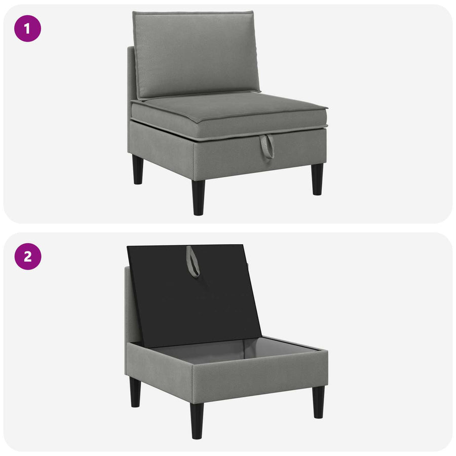 Middelse Sofa met Opbergruimte Donkergrijs Fluweel