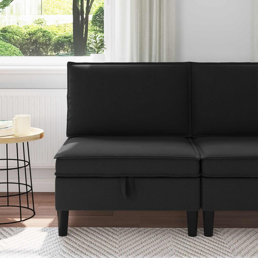 Middelse Sofa met Opbergruimte Zwart Fluweel
