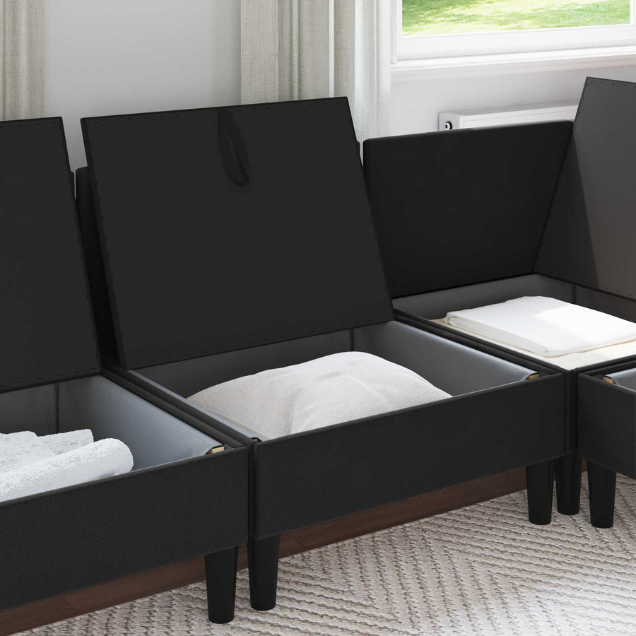 Middelse Sofa met Opbergruimte Zwart Fluweel