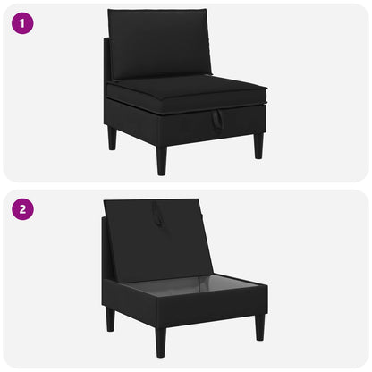 Middelse Sofa met Opbergruimte Zwart Fluweel