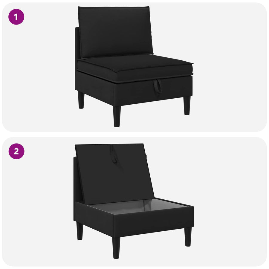 Middelse Sofa met Opbergruimte Zwart Fluweel