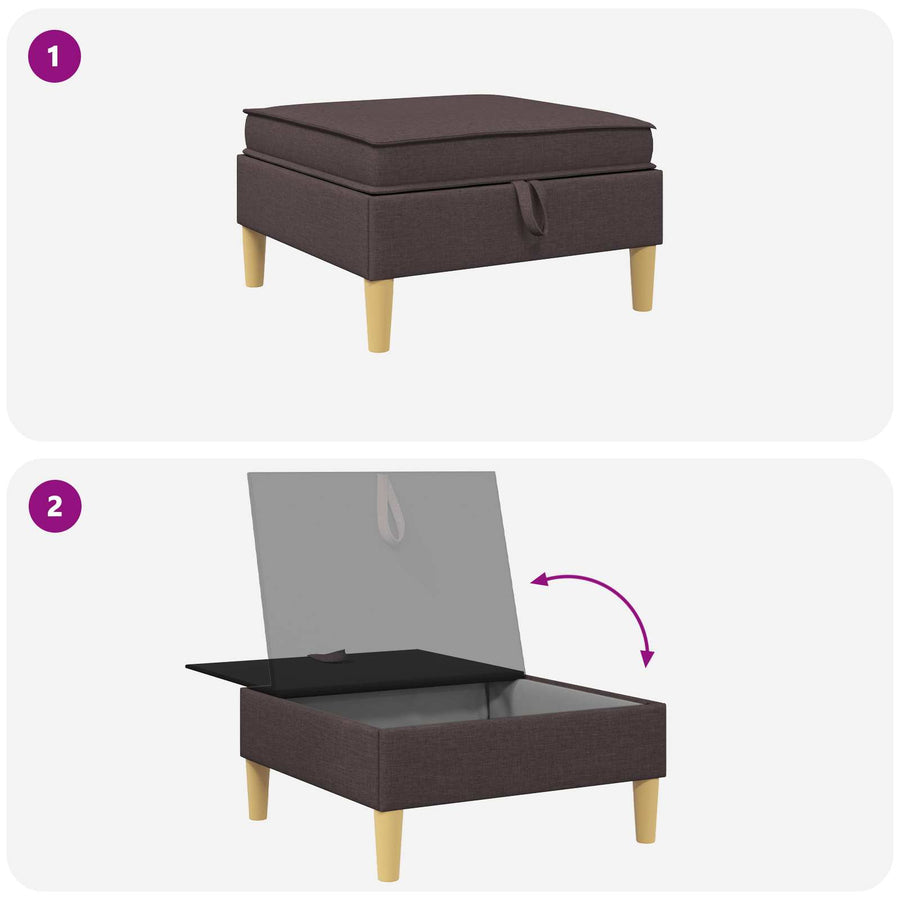 Sofa Kruk met Opslag Donkerbruin Stof