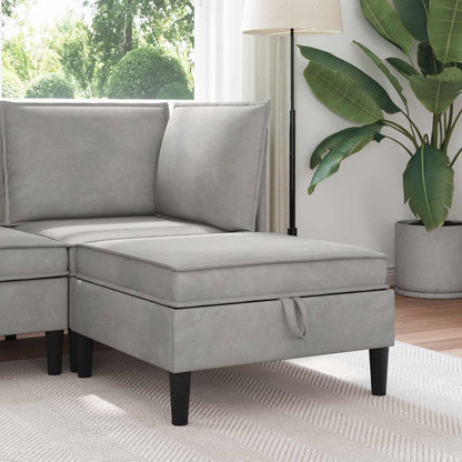 Sofa Kruk met Opslag Lichtgrijs Fluweel