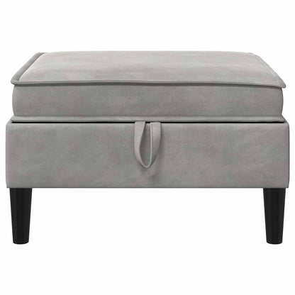Sofa Kruk met Opslag Lichtgrijs Fluweel