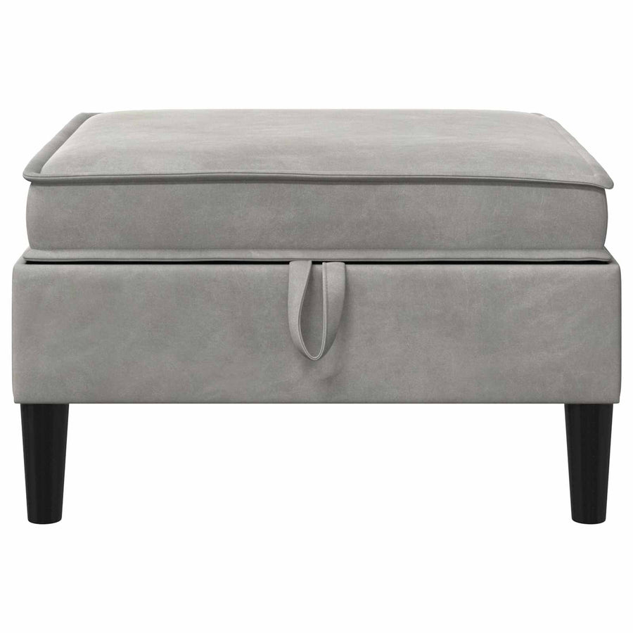 Sofa Kruk met Opslag Lichtgrijs Fluweel