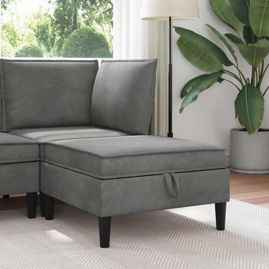 Sofa Kruk met Opslag Donkergrijs Fluweel