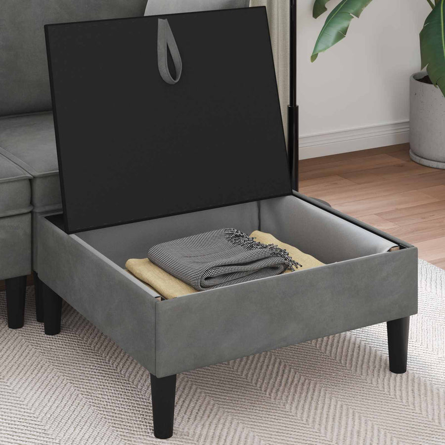 Sofa Kruk met Opslag Donkergrijs Fluweel
