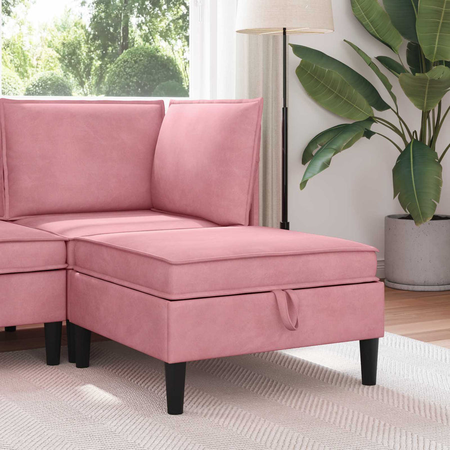 Sofa Kruk met Opslag Roze Fluweel
