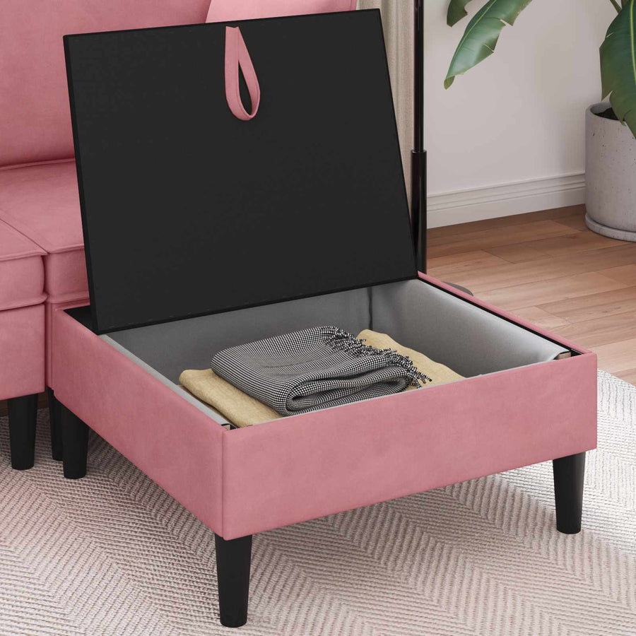 Sofa Kruk met Opslag Roze Fluweel