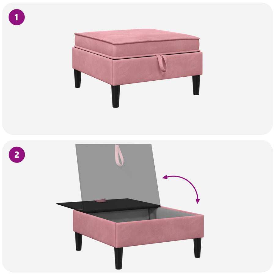 Sofa Kruk met Opslag Roze Fluweel