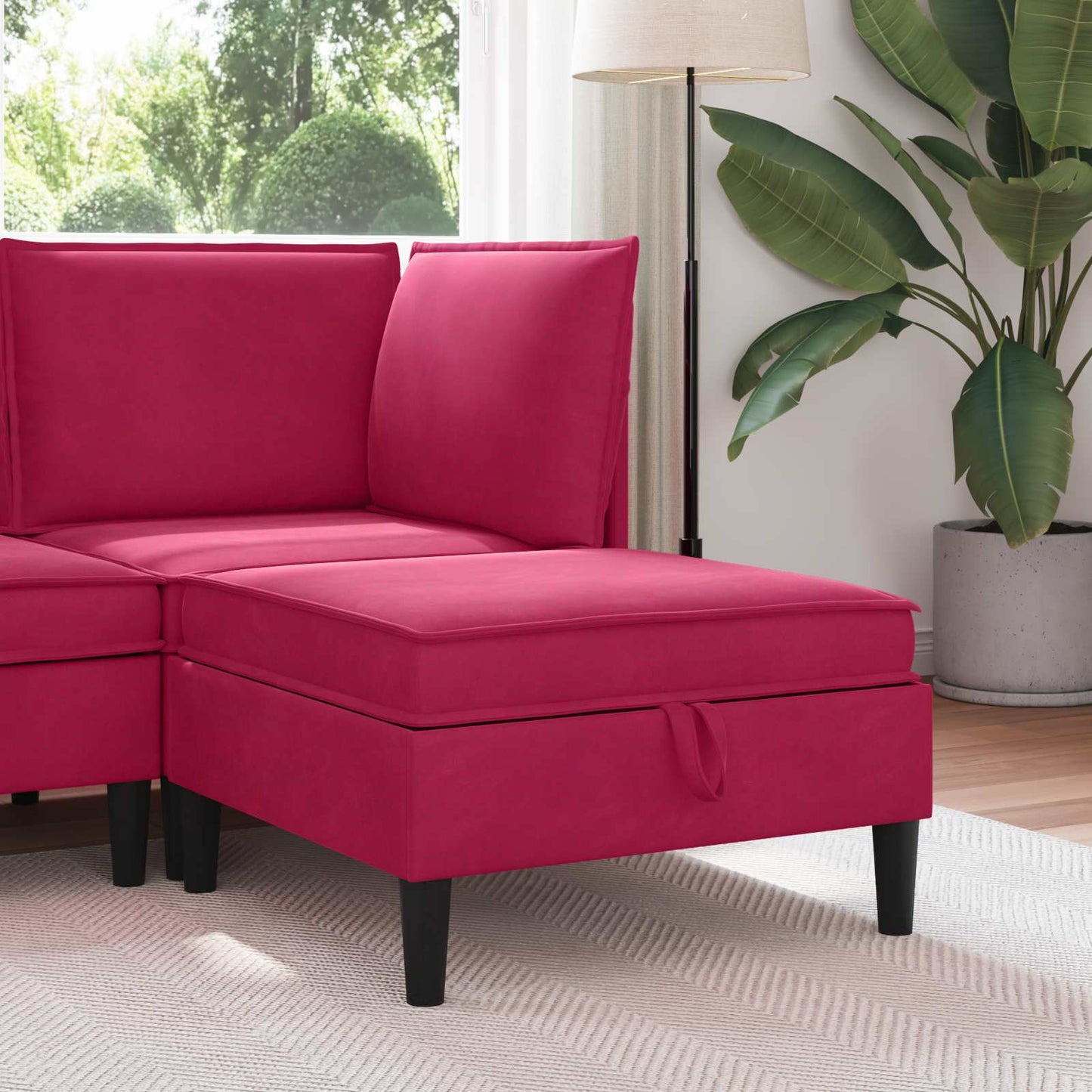 Sofa Kruk met Opslag Wijnrood Fluweel