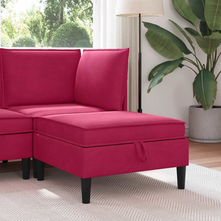 Sofa Kruk met Opslag Wijnrood Fluweel