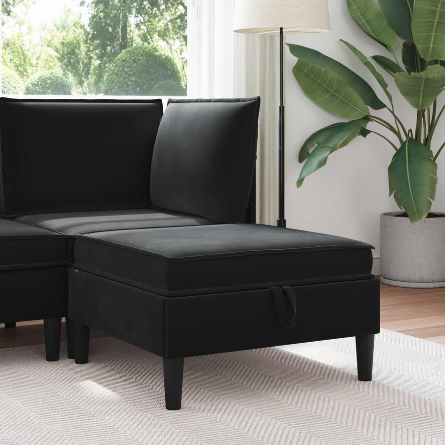 Sofa Kruk met Opslag Zwart Fluweel
