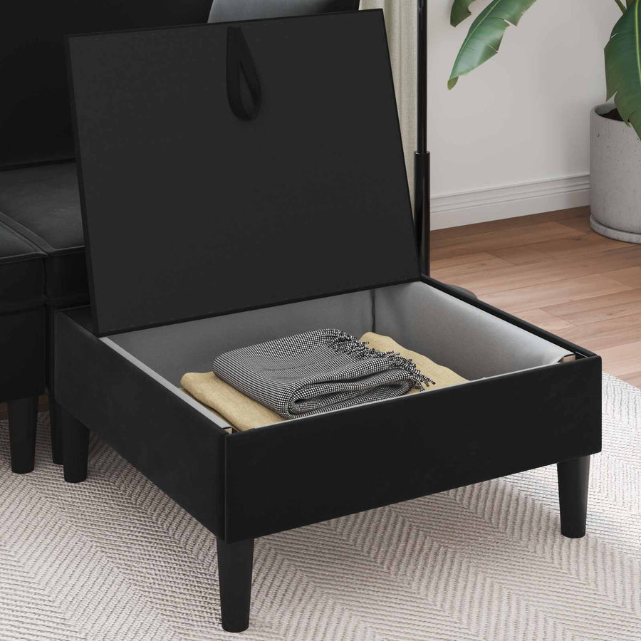 Sofa Kruk met Opslag Zwart Fluweel