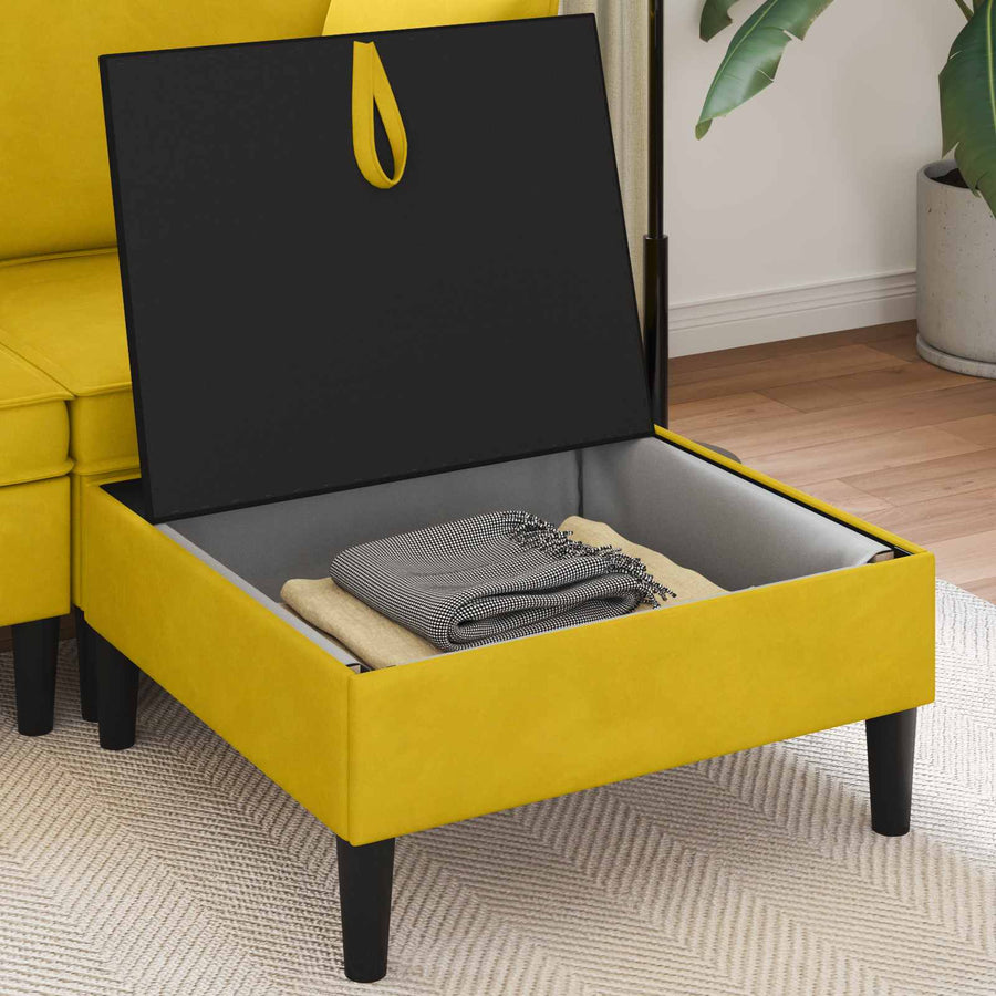 Sofa Kruk met Opslag Geel Fluweel
