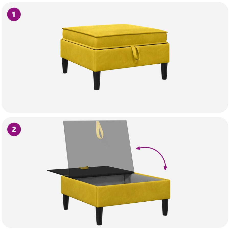 Sofa Kruk met Opslag Geel Fluweel