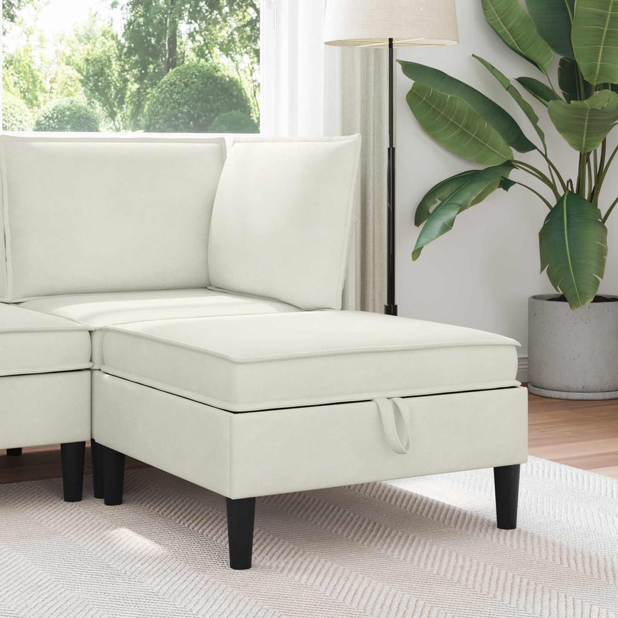 Sofa Kruk met Opslag Crèmekleurig Fluweel