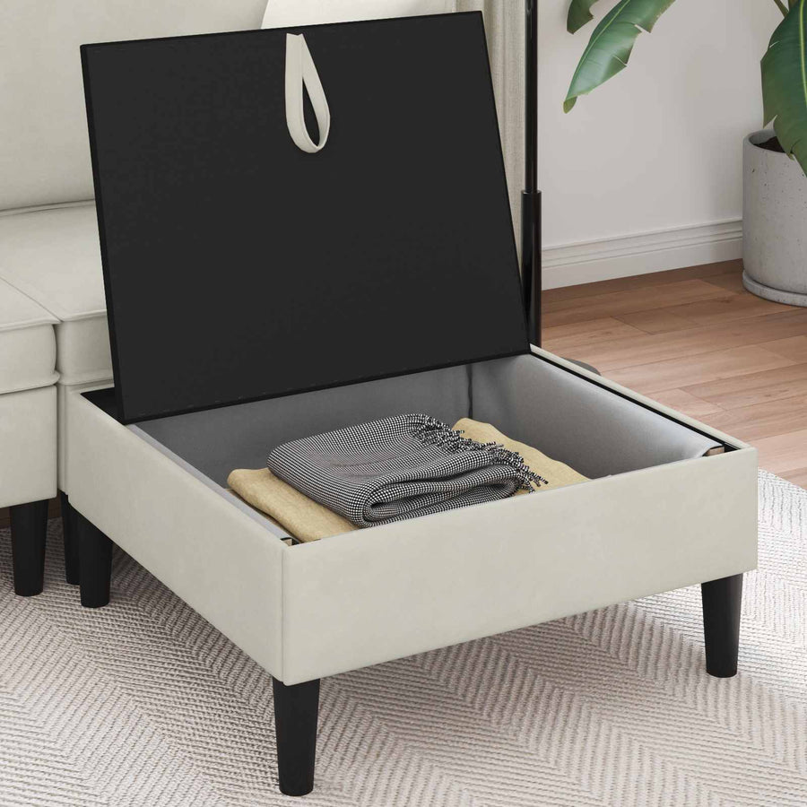 Sofa Kruk met Opslag Crèmekleurig Fluweel