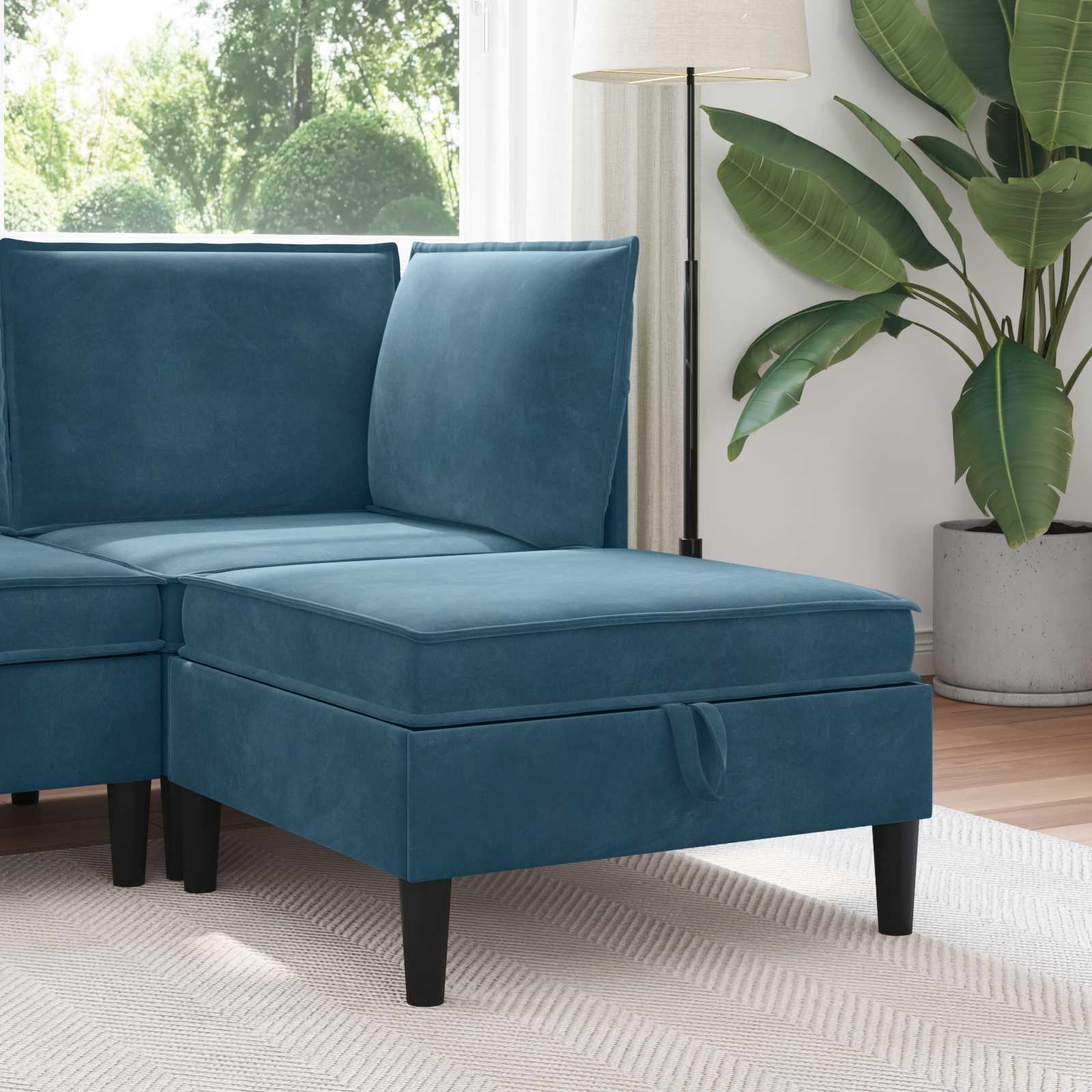 Sofa Kruk met Opslag Blauw Fluweel