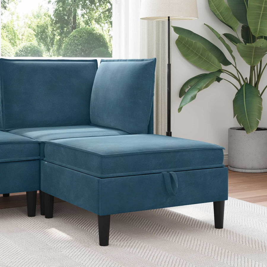 Sofa Kruk met Opslag Blauw Fluweel