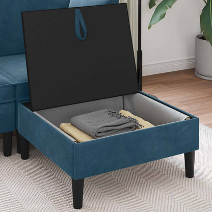 Sofa Kruk met Opslag Blauw Fluweel