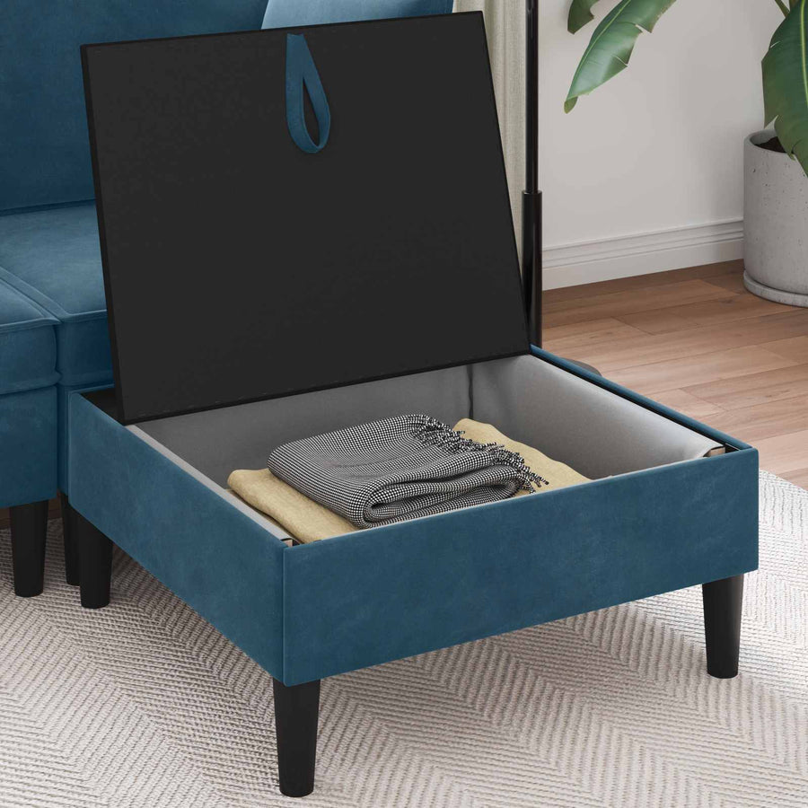 Sofa Kruk met Opslag Blauw Fluweel