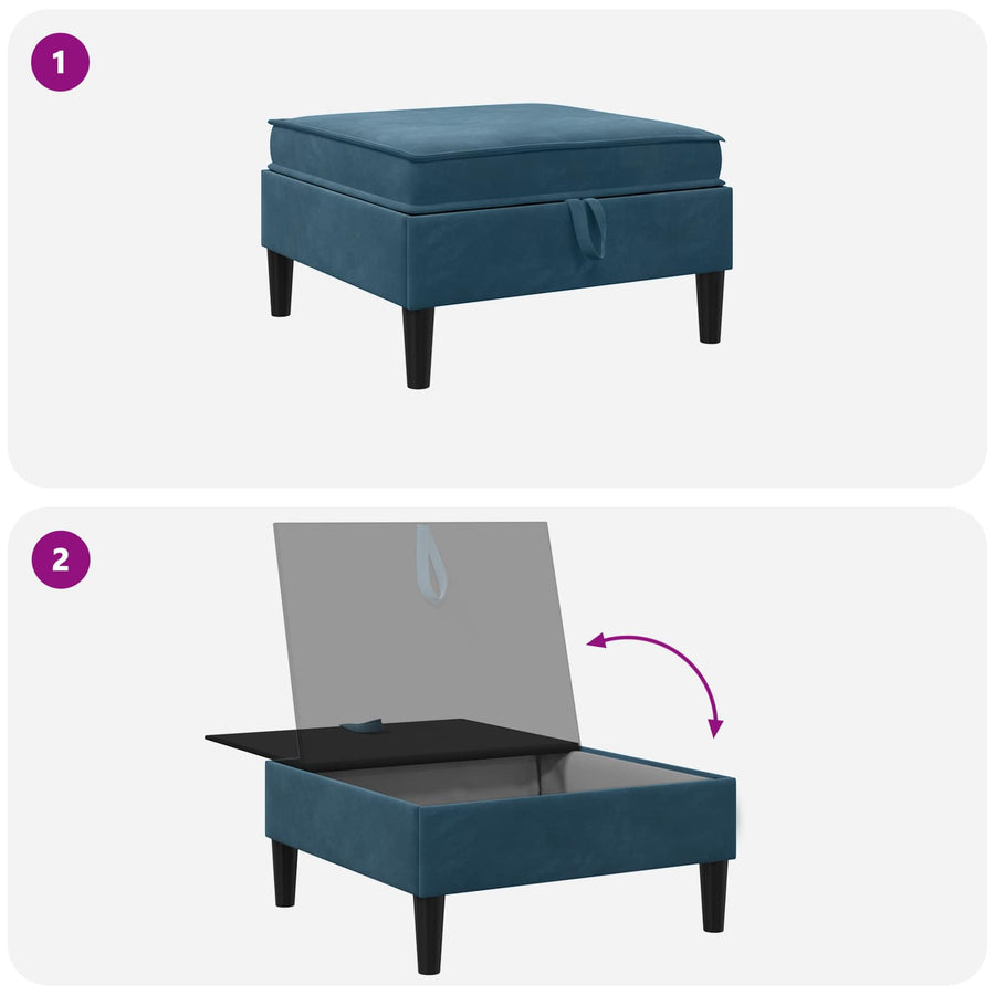 Sofa Kruk met Opslag Blauw Fluweel