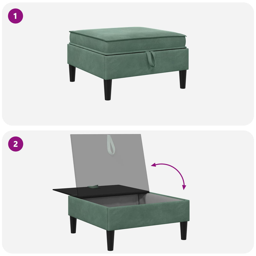 Sofa Kruk met Opslag Zeegroen Fluweel