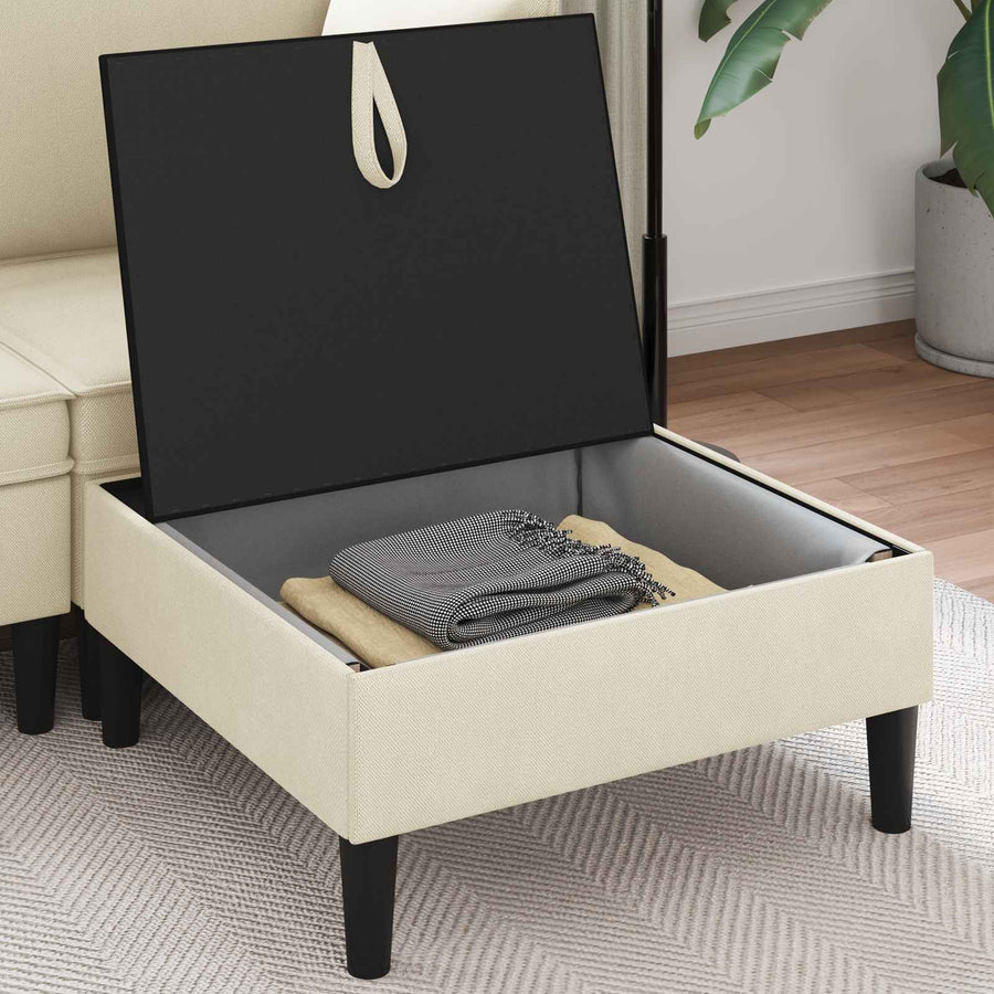 Sofa Kruk met Opslag Crèmekleurig Fluweel