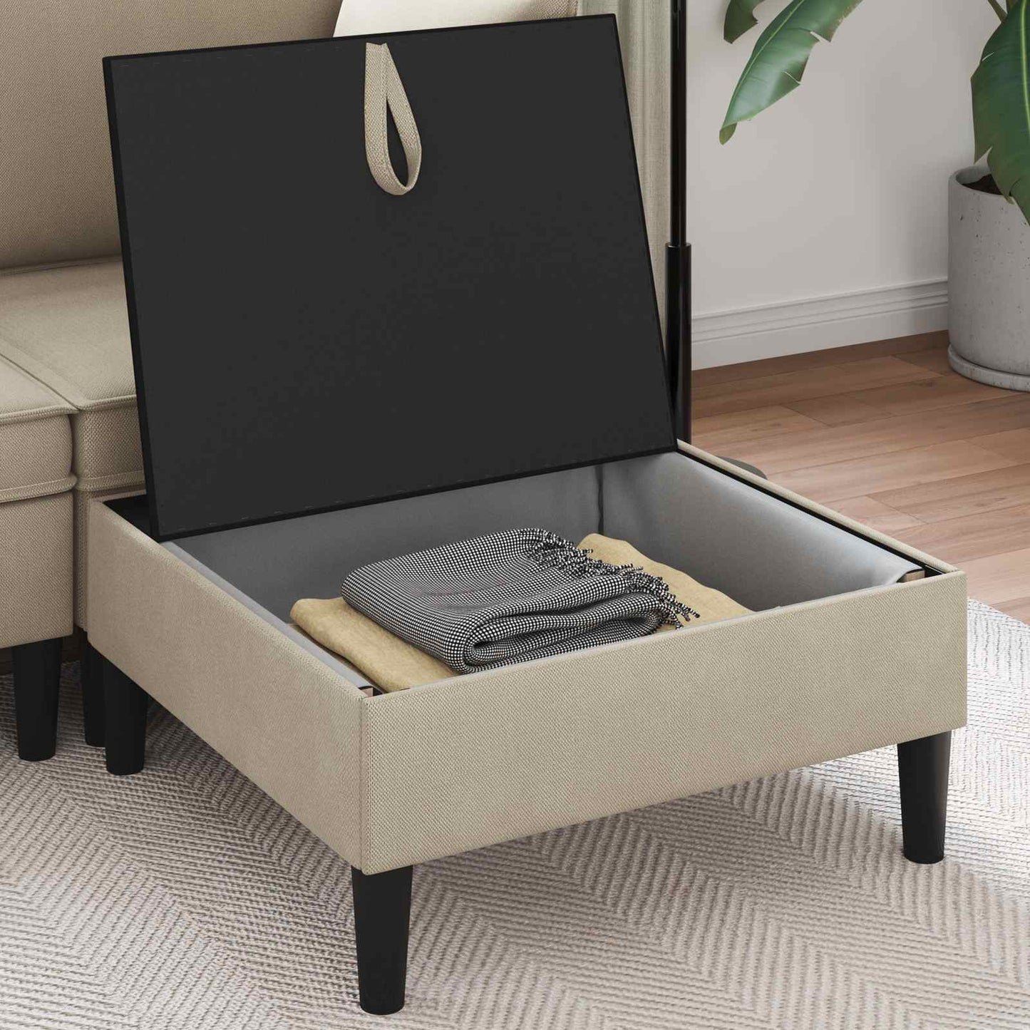 Sofa Kruk met Opslag Zand Fluweel