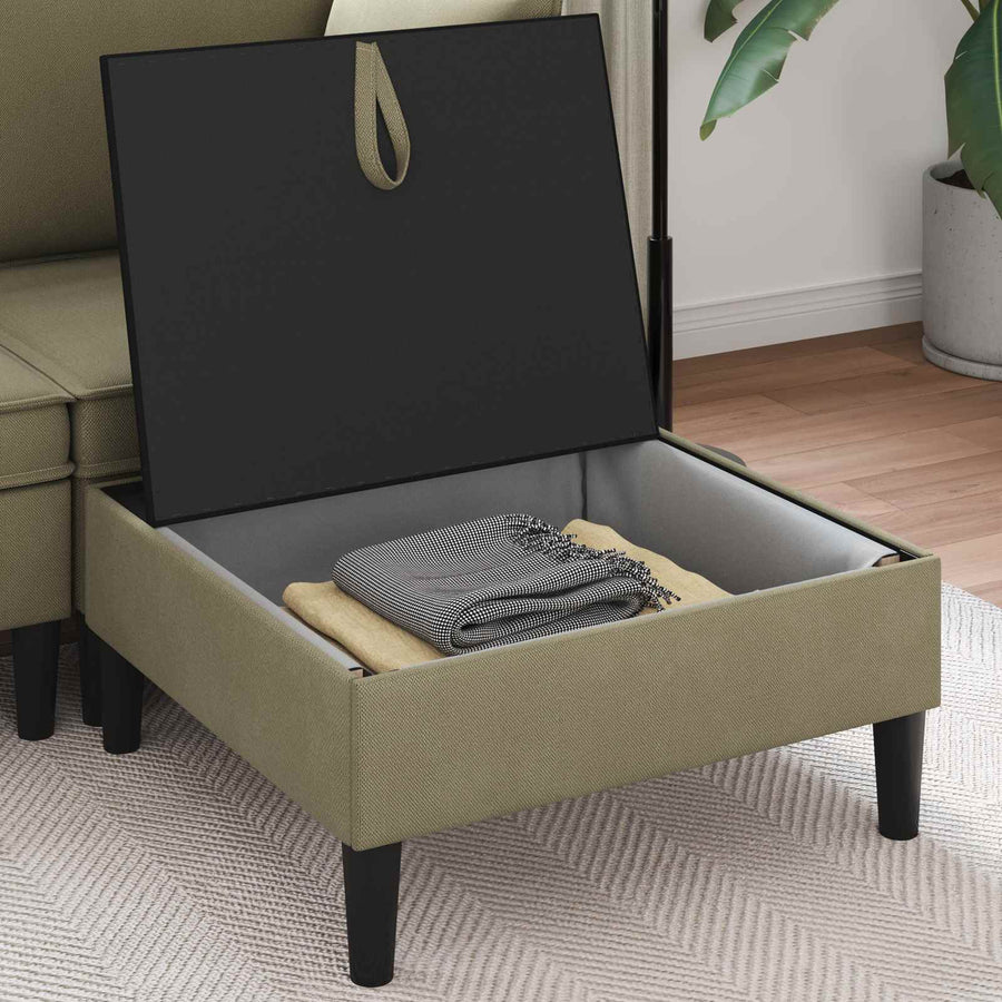 Sofa Kruk met Opslag Kaki Fluweel