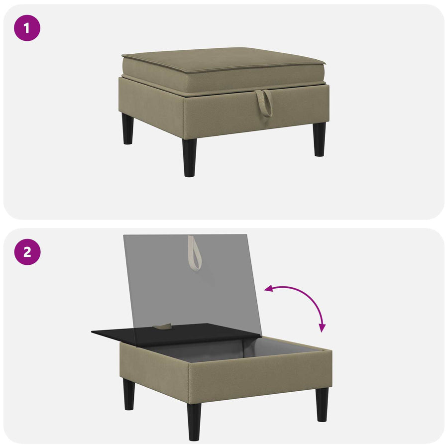 Sofa Kruk met Opslag Kaki Fluweel