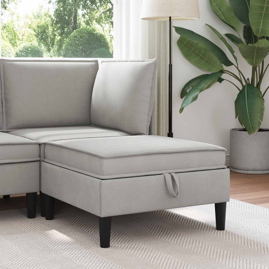Sofa Kruk met Opslag Lichtgrijs Fluweel