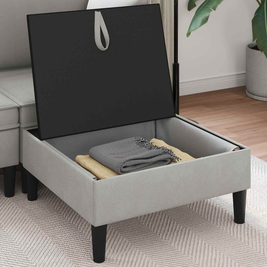 Sofa Kruk met Opslag Lichtgrijs Fluweel