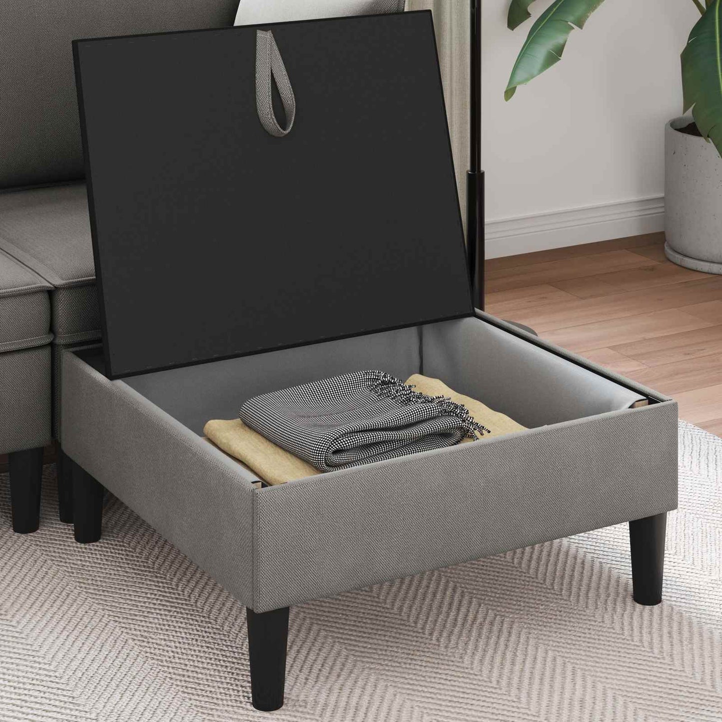 Sofa Kruk met Opslag Donkergrijs Fluweel