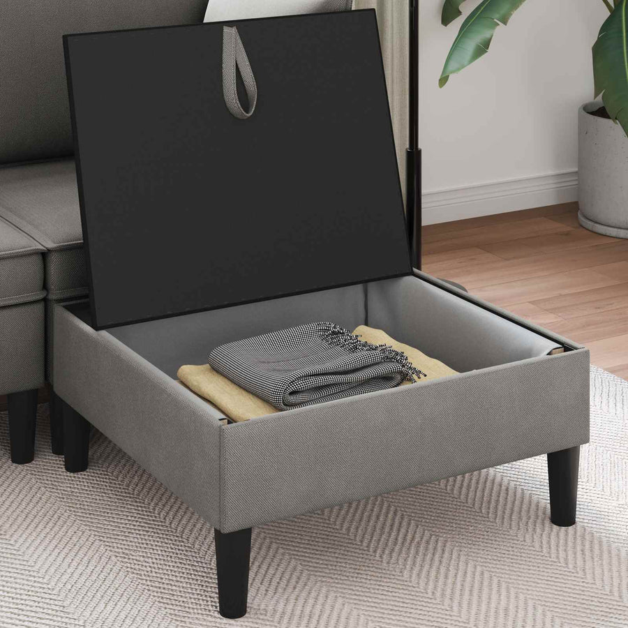 Sofa Kruk met Opslag Donkergrijs Fluweel