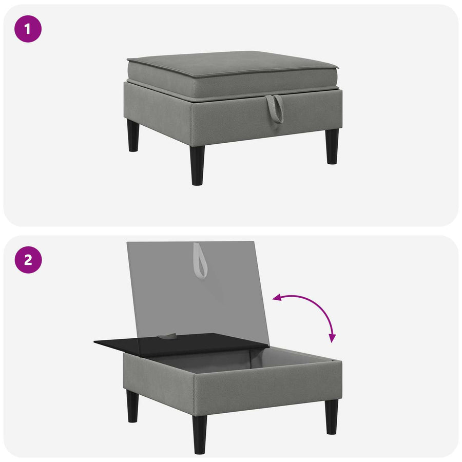 Sofa Kruk met Opslag Donkergrijs Fluweel