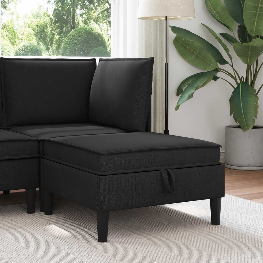 Sofa Kruk met Opslag Zwart Fluweel
