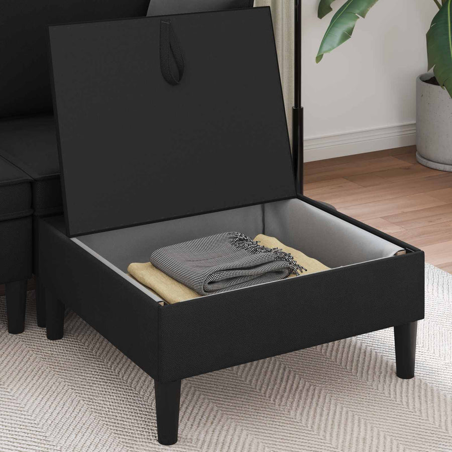 Sofa Kruk met Opslag Zwart Fluweel