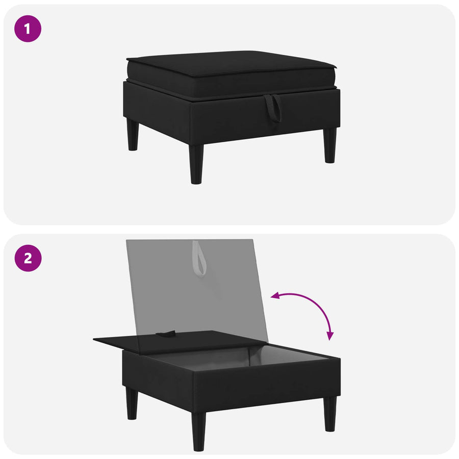Sofa Kruk met Opslag Zwart Fluweel