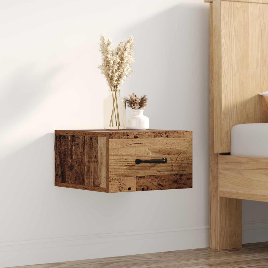 Nachtkastje met lade Oud Hout 35 x 35 x 20 cm Bewerkt hout