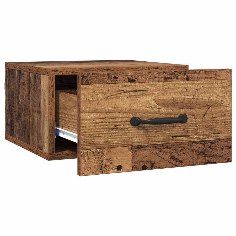 Nachtkastje met lade Oud Hout 35 x 35 x 20 cm Bewerkt hout