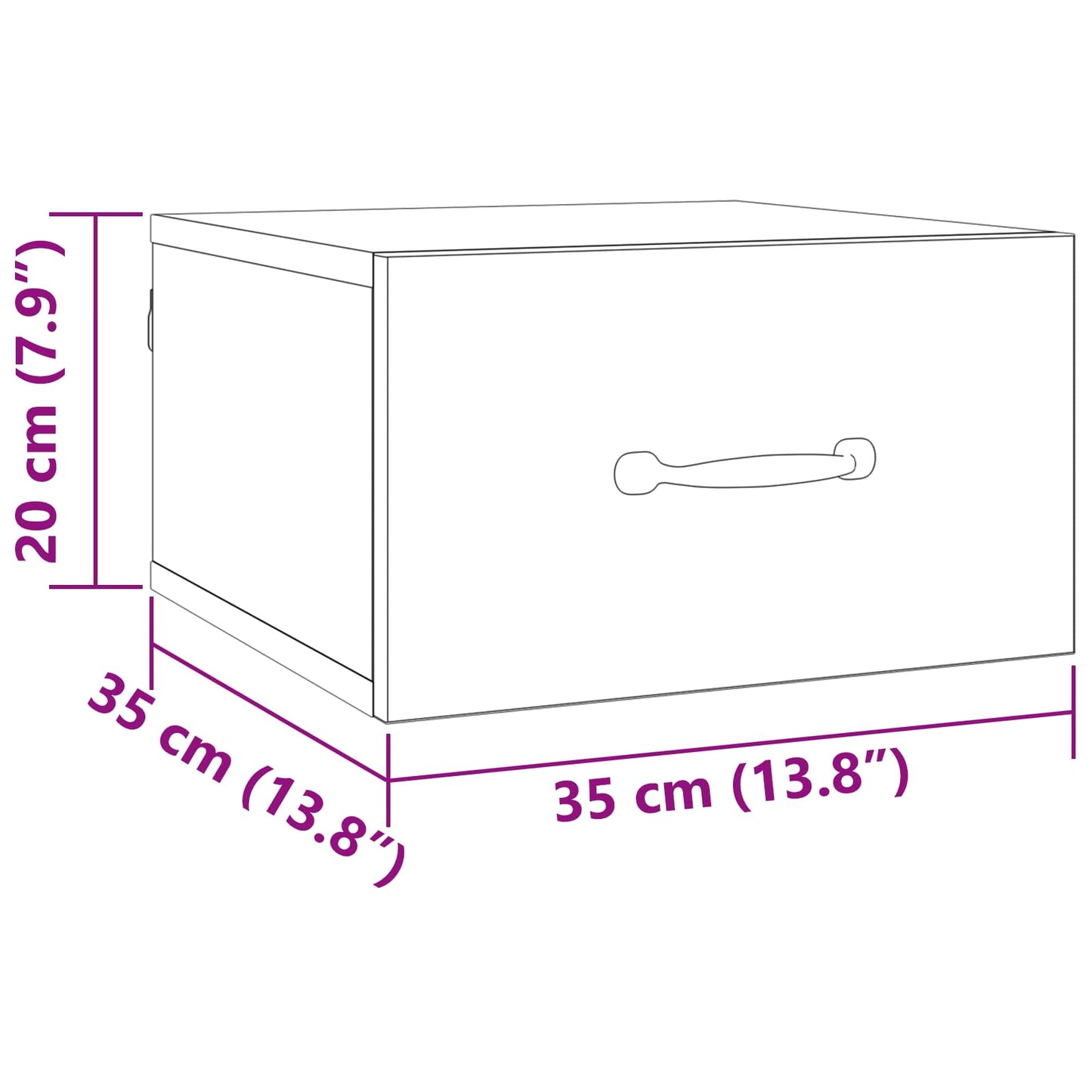 Nachtkastje met lade Oud Hout 35 x 35 x 20 cm Bewerkt hout